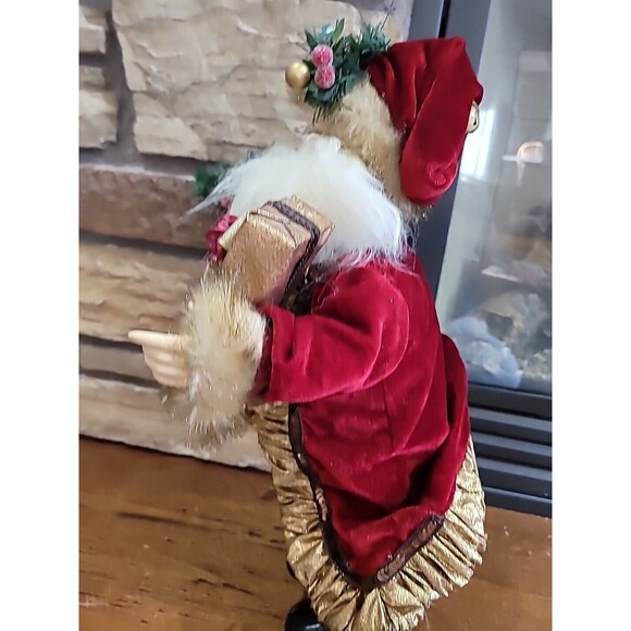 Victorian Christmas Santa Mantel Table Top Figurine 19”Fur Trim Elegant Velvet - Picture 10 of 16